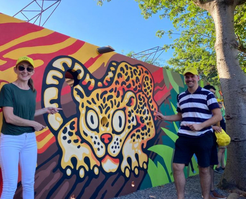 Mural "Paraguay más Jaguareté " en el Parque Ñu Guasú.